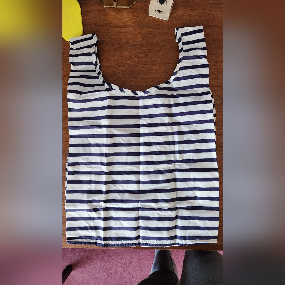 Navy blue & white stripe standard baggu